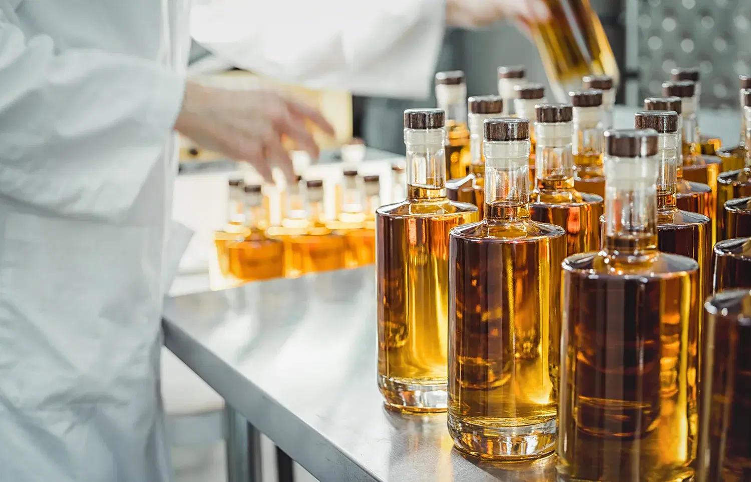 Bottled spirits moving through quality control